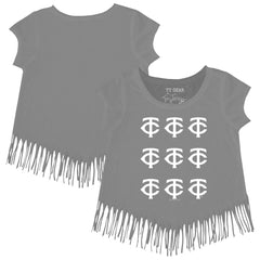 Minnesota Twins Tiny Turnip Girls Youth Logo Grid Fringe T-Shirt - MLB T-shirts