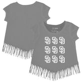San Diego Padres Tiny Turnip Girls Youth Logo Grid Fringe T-Shirt - MLB T-shirts