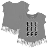 Boston Red Sox Tiny Turnip Girls Youth Logo Grid Fringe T-Shirt - MLB T-shirts