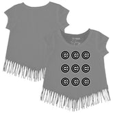 Chicago Cubs Tiny Turnip Girls Youth Logo Grid Fringe T-Shirt - MLB T-shirts