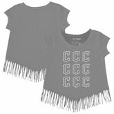 Cleveland Guardians Tiny Turnip Girls Youth Logo Grid Fringe T-Shirt - MLB T-shirts