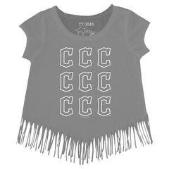 Cleveland Guardians Tiny Turnip Girls Youth Logo Grid Fringe T-Shirt - MLB T-shirts