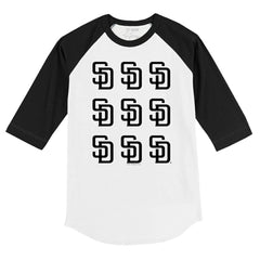 San Diego Padres Tiny Turnip Youth Logo Grid Raglan 3/4-Sleeve T-Shirt - MLB T-shirts
