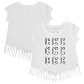 Cleveland Guardians Tiny Turnip Girls Youth Logo Grid Fringe T-Shirt - MLB T-shirts