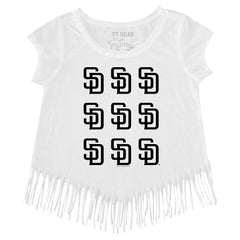 San Diego Padres Tiny Turnip Girls Youth Logo Grid Fringe T-Shirt - MLB T-shirts