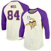 Minnesota Vikings Randy Moss Majestic Threads Retired Player Name & Number 3/4 Raglan Sleeve T-Shirt | NFL Discount