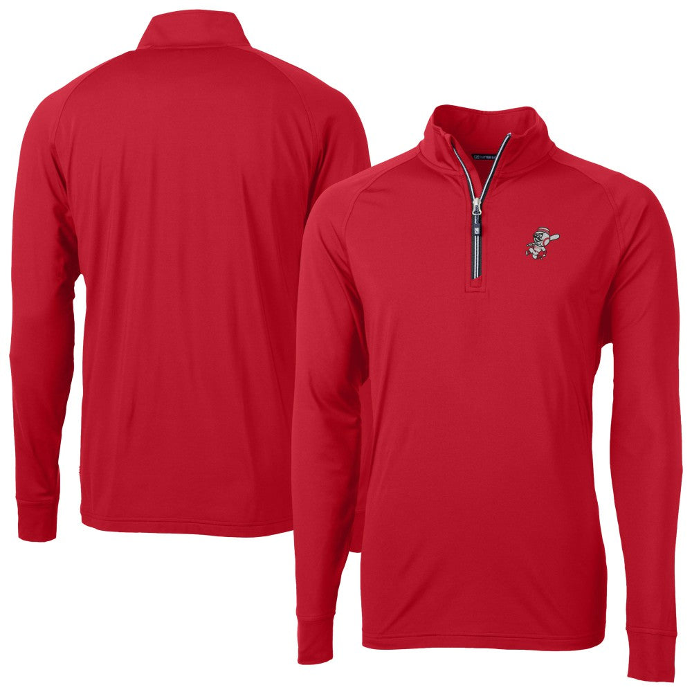 Cincinnati Reds Cutter & Buck Adapt Eco Knit Stretch Recycled Big & Tall Quarter-Zip Pullover Top - MLB Pullover