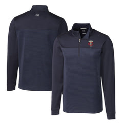 Minnesota Twins Cutter & Buck Big & Tall Traverse Stripe Stretch DryTec Quarter-Zip Top - MLB Tops