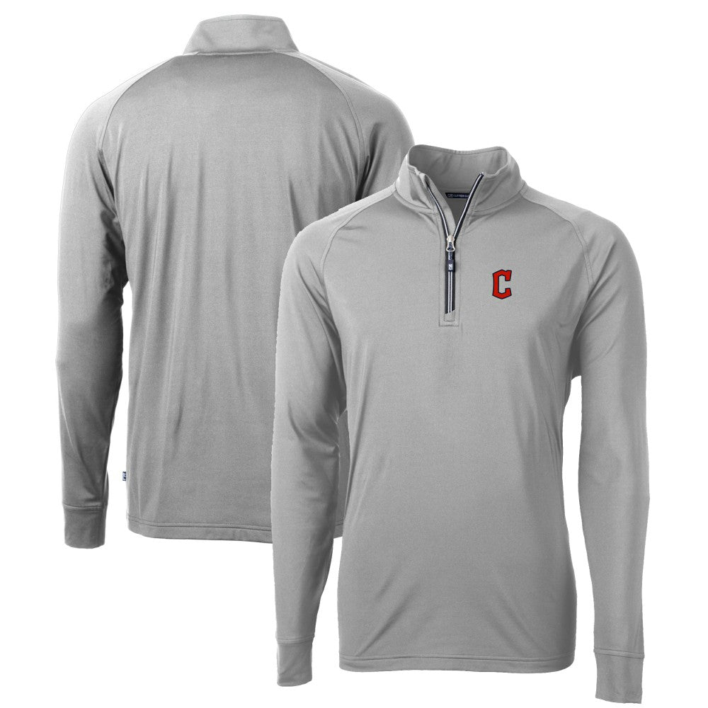 Cleveland Guardians Cutter & Buck Big & Tall Adapt Eco Knit Stretch Recycled Raglan DryTec Quarter-Zip Top - MLB Tops