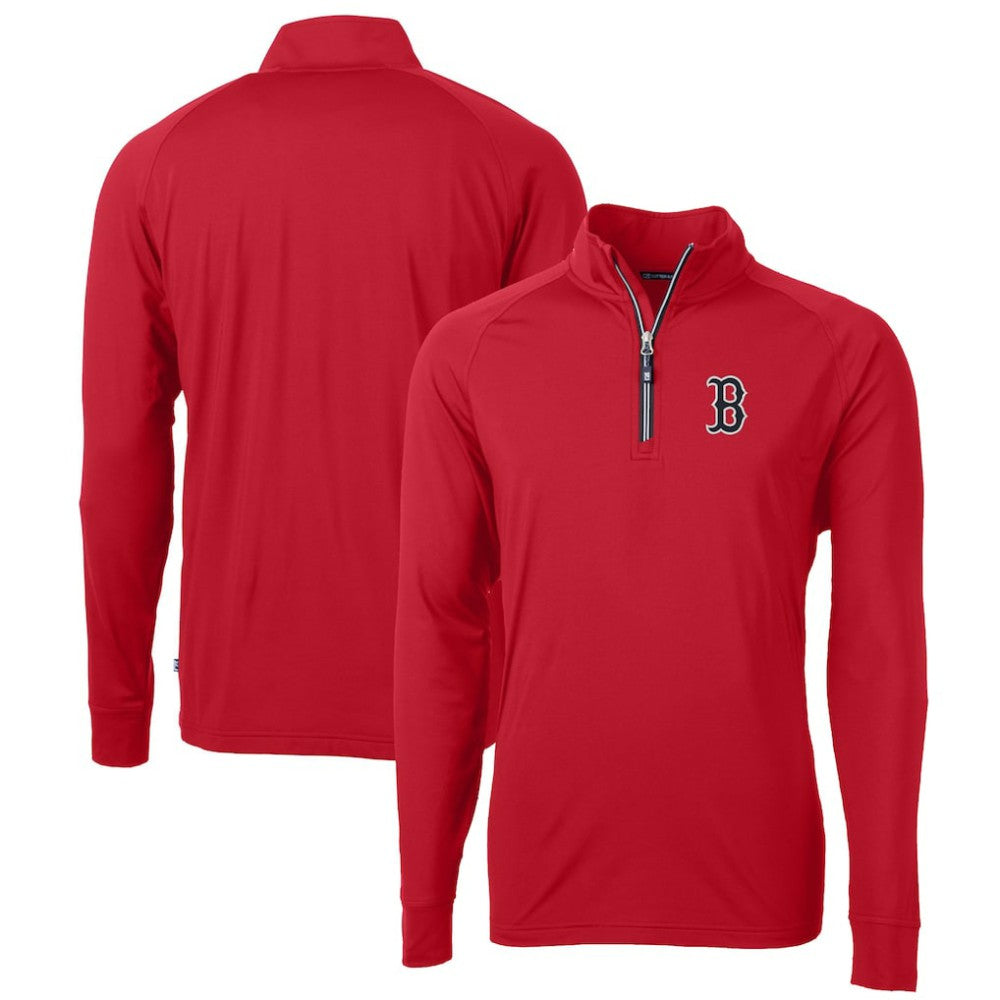 Boston Red Sox Cutter & Buck Big & Tall Adapt Eco Knit Stretch Recycled Quarter-Zip Pullover Top - MLB Pullover