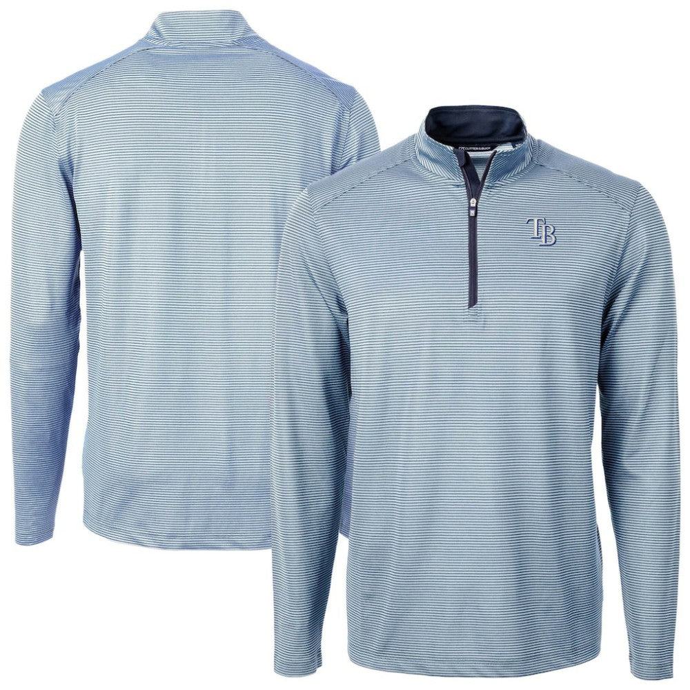 Tampa Bay Rays Cutter & Buck Virtue Eco Pique Micro Stripe Recycled Quarter-Zip Pullover Top - MLB Pullover