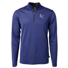 Kansas City Royals Cutter & Buck Virtue Eco Pique Micro Stripe Recycled Quarter-Zip Pullover Top - MLB Pullover