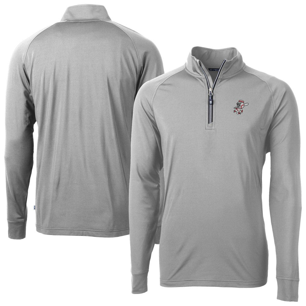 Cincinnati Reds Cutter & Buck Mr. Redlegs Adapt Eco Knit Stretch Recycled Quarter-Zip Pullover Top - MLB Pullover