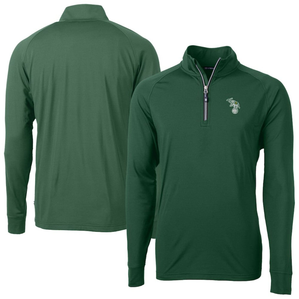 Athletics Cutter & Buck Stomper Adapt Eco Knit Stretch Recycled Quarter-Zip Pullover Top - MLB Pullover