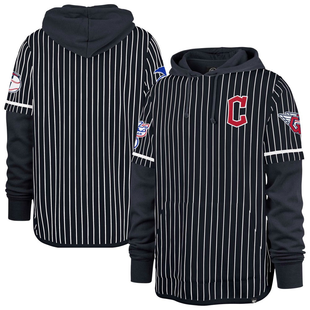 Cleveland Guardians '47 Pinstripe Double Header Pullover Hoodie - MLB Hoodies