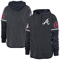 Atlanta Braves '47 Pinstripe Double Header Pullover Hoodie - MLB Hoodies