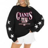 New York Giants Gameday Couture Women's Rhinestone Star Sleeve Settle the Score Oversized Tri-Blend Pullover | NFL On sale