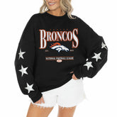 Denver Broncos Gameday Couture Women's Rhinestone Star Sleeve Settle the Score Oversized Tri-Blend Pullover | NFL New