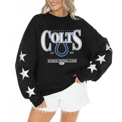 Indianapolis Colts Gameday Couture Women's Rhinestone Star Sleeve Settle the Score Oversized Tri-Blend Pullover | NFL US