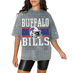 Buffalo Bills Gameday Couture Women's Oversized Mini Rhinestone Classic T-Shirt | NFL Hot