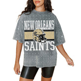 New Orleans Saints Gameday Couture Women's Oversized Mini Rhinestone Classic T-Shirt | NFL Outlet