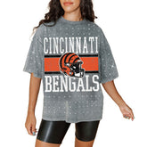 Cincinnati Bengals Gameday Couture Women's Oversized Mini Rhinestone Classic T-Shirt | NFL New