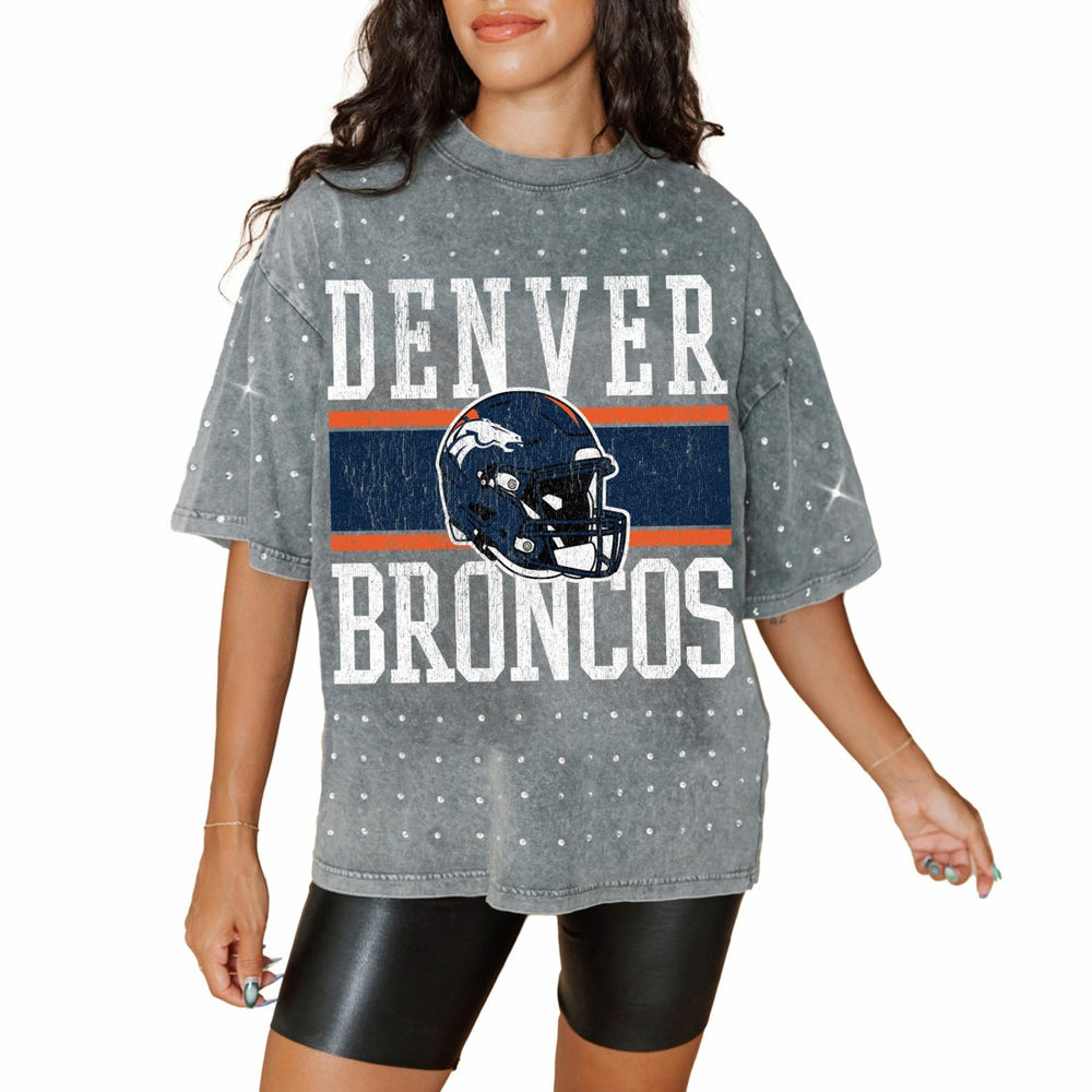 Denver Broncos Gameday Couture Women's Oversized Mini Rhinestone Classic T-Shirt | NFL On sale
