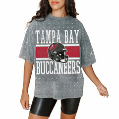 Tampa Bay Buccaneers Gameday Couture Women's Oversized Mini Rhinestone Classic T-Shirt | NFL Hot