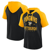 Pittsburgh Penguins Logo Athletic Prime Raglan Short Sleeve Pullover Hoodie - NHL Hoodies