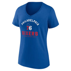 Royal Philadelphia 76ers Logo Athletic Women's Unrivaled V-Neck T-Shirt | NBA
