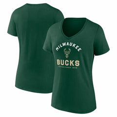 Hunter Green Milwaukee Bucks Logo Athletic Women's Unrivaled V-Neck T-Shirt | NBA
