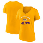 Gold Los Angeles Lakers Logo Athletic Women's Unrivaled V-Neck T-Shirt | NBA