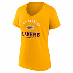 Gold Los Angeles Lakers Logo Athletic Women's Unrivaled V-Neck T-Shirt | NBA