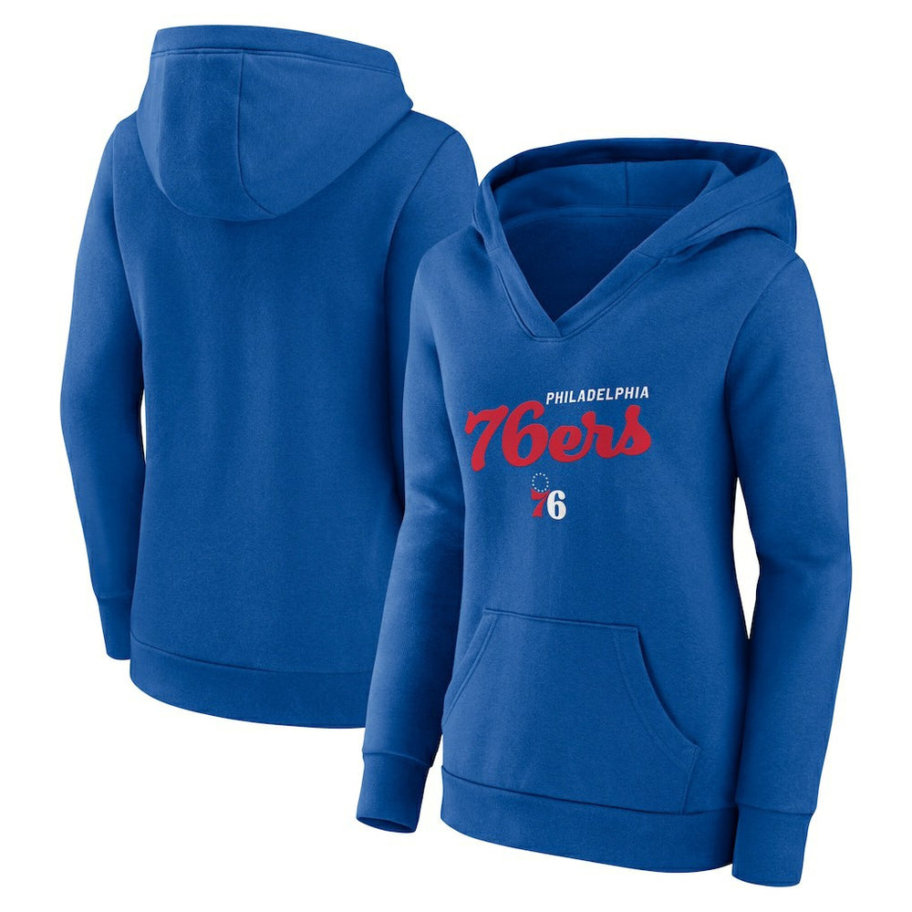 Royal Philadelphia 76ers Logo Athletic Women's Triumphant V-Neck Pullover Hoodie | NBA