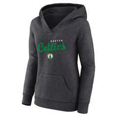 Heather Charcoal Boston Celtics Logo Athletic Women's Triumphant V-Neck Pullover Hoodie | NBA