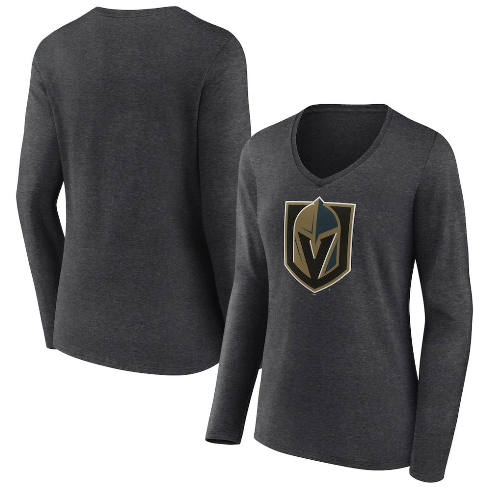 Vegas Golden Knights Women's Primary Logo Long Sleeve V-Neck T-Shirt - NHL T-shirts