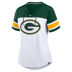 Green Bay Packers Women's Athena Rhinestone Lace-Up V-Neck T-Shirt | NFL Near me