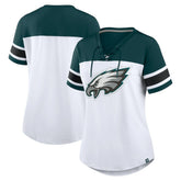 Philadelphia Eagles Women's Athena Rhinestone Lace-Up V-Neck T-Shirt | NFL Discount