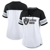 Las Vegas Raiders Women's Athena Lace-Up V-Neck T-Shirt | NFL Discount