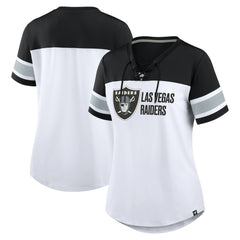 Las Vegas Raiders Women's Athena Lace-Up V-Neck T-Shirt | NFL Discount