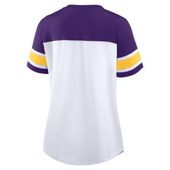 Minnesota Vikings Women's Athena Rhinestone Lace-Up V-Neck T-Shirt | NFL Online