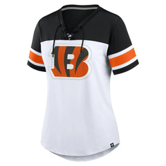 Cincinnati Bengals Women's Athena Rhinestone Lace-Up V-Neck T-Shirt | NFL Hot