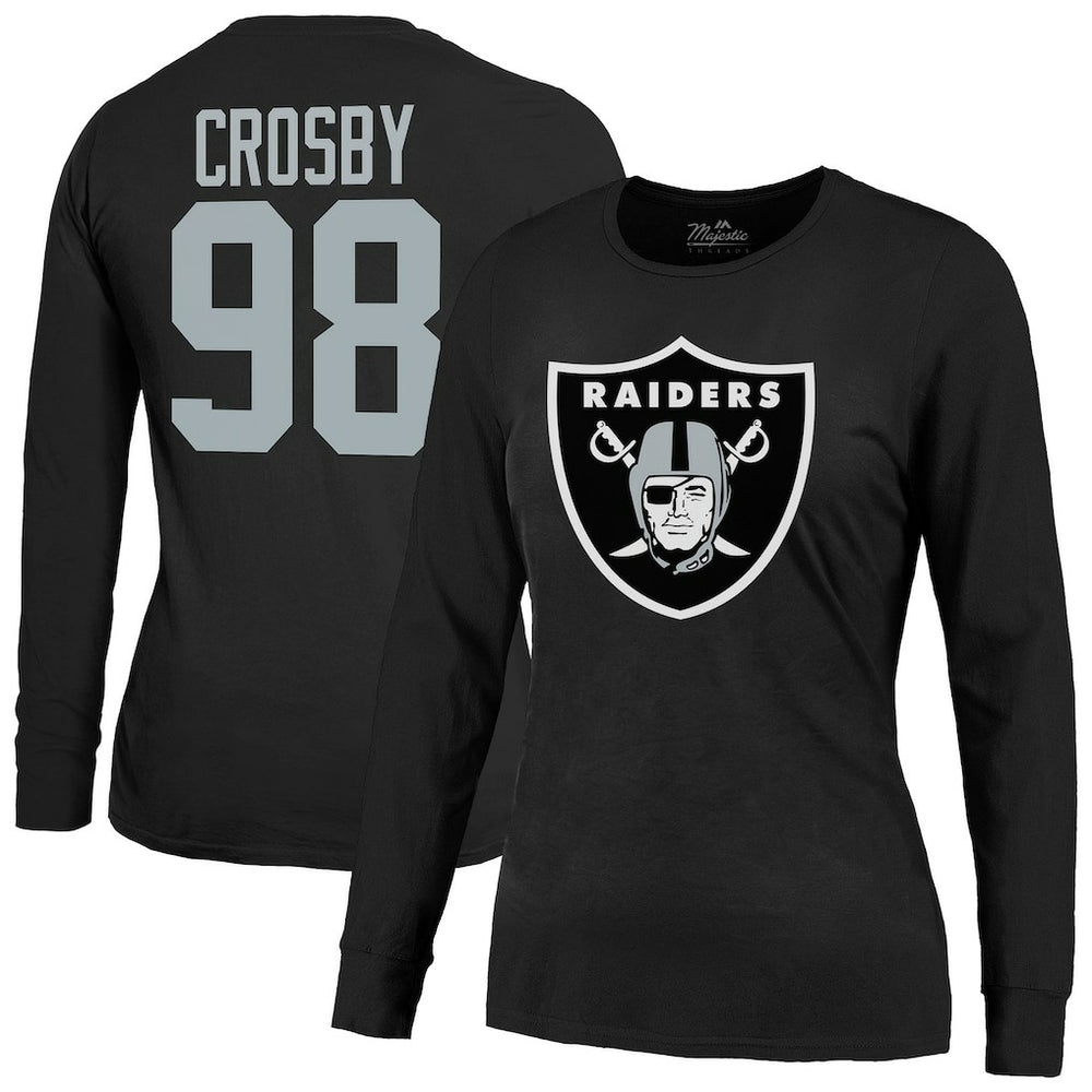 Las Vegas Raiders Maxx Crosby Majestic Threads Women's Player Name & Number Long Sleeve T-Shirt | NFL US