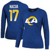 Los Angeles Rams Puka Nacua Majestic Threads Women's Player Name & Number Long Sleeve T-Shirt | NFL Outlet