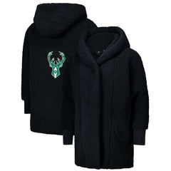 The Best Lounger in the World By Jill Martin Milwaukee Bucks Unisex Black Oversized Open-Front Hoodie Sweater cheap | NBA