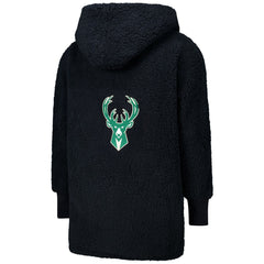 The Best Lounger in the World By Jill Martin Milwaukee Bucks Unisex Black Oversized Open-Front Hoodie Sweater cheap | NBA