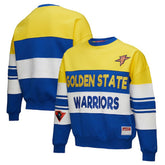 Gold/Royal Golden State Warriors x DANNIJO Women's Blocked Pullover Sweatshirt sale | NBA