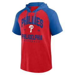 Philadelphia Phillies Logo Athletic Prime Raglan Short Sleeve Hoodie T-Shirt - MLB Hoodies