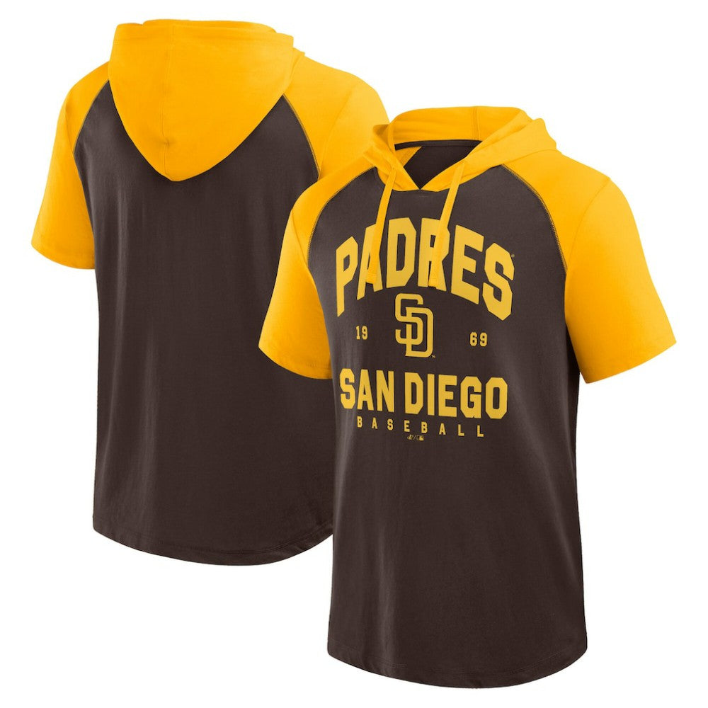 San Diego Padres Logo Athletic Prime Raglan Short Sleeve Hoodie T-Shirt - MLB Hoodies