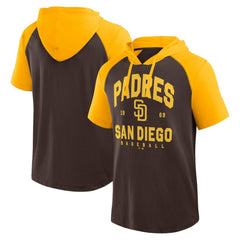 San Diego Padres Logo Athletic Prime Raglan Short Sleeve Hoodie T-Shirt - MLB Hoodies